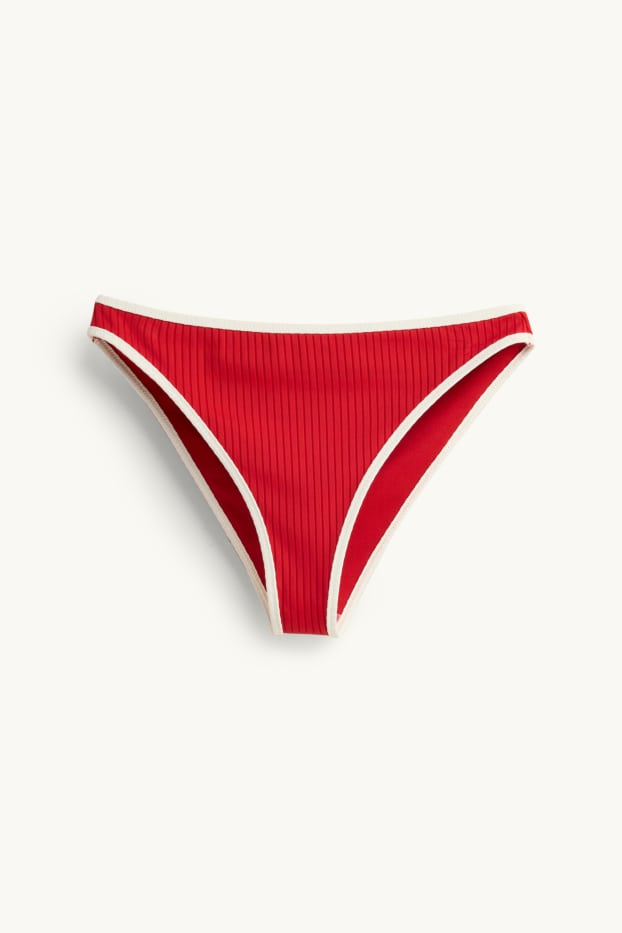 Damen - Bikini-Hose - Mid Waist - gerippt - rot