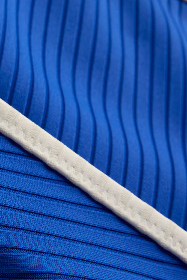 Damen - Bikini-Hose - Mid Waist - gerippt - blau