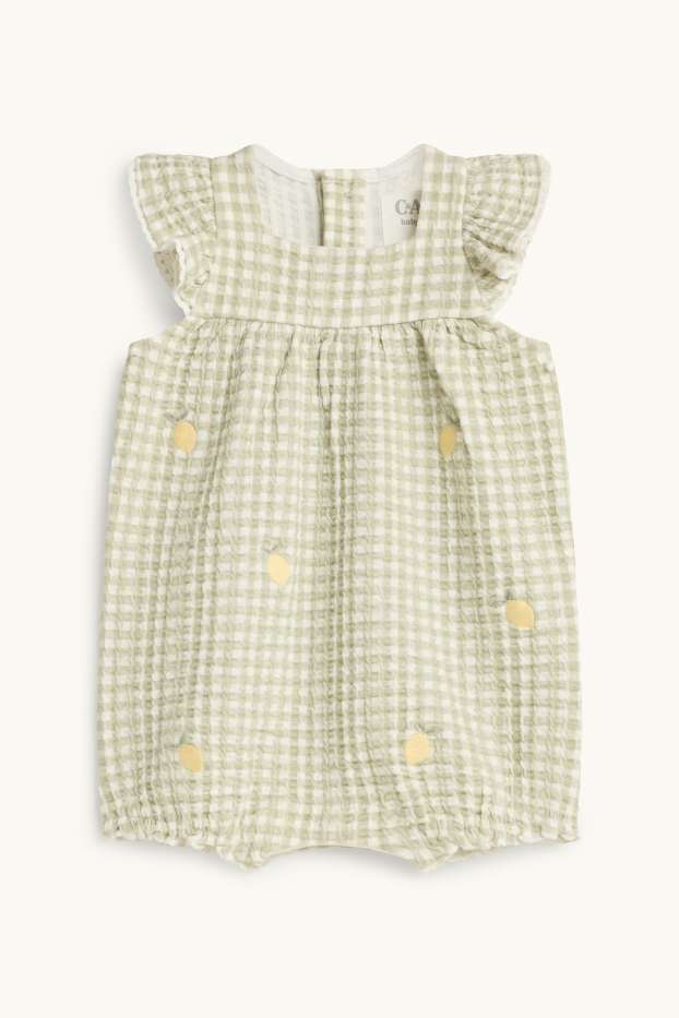 Baby Mädchen - Zitrone - Baby-Jumpsuit - kariert - grün