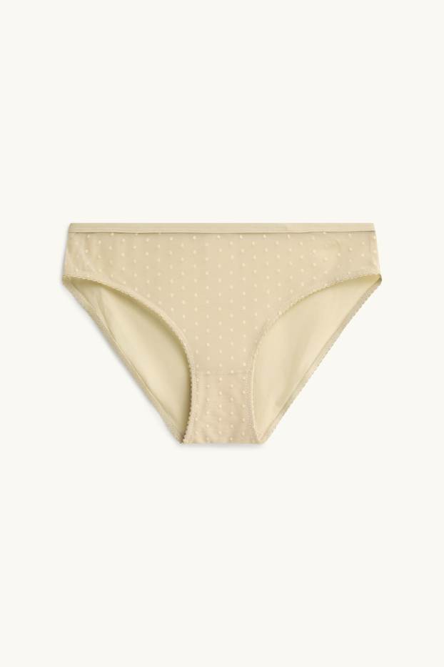 Damen - Slip - gepunktet - gelb