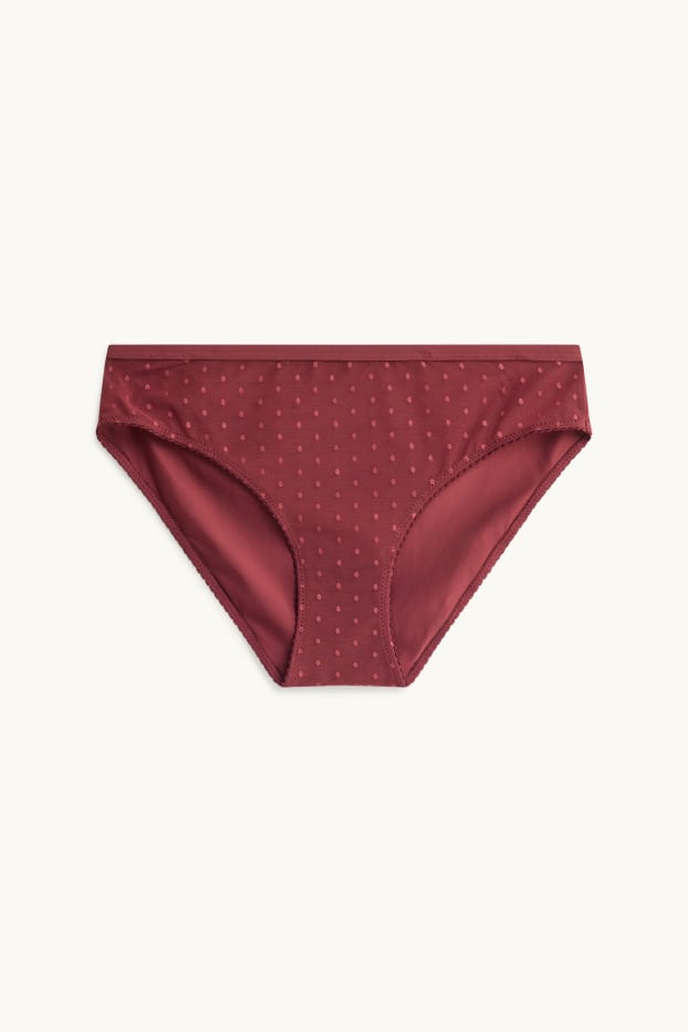 Damen - Slip - gepunktet - bordeaux