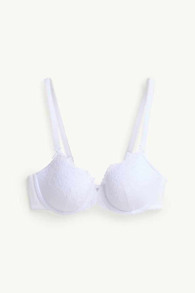 Women - Underwire bra - DEMI - padded - broderie anglaise - white