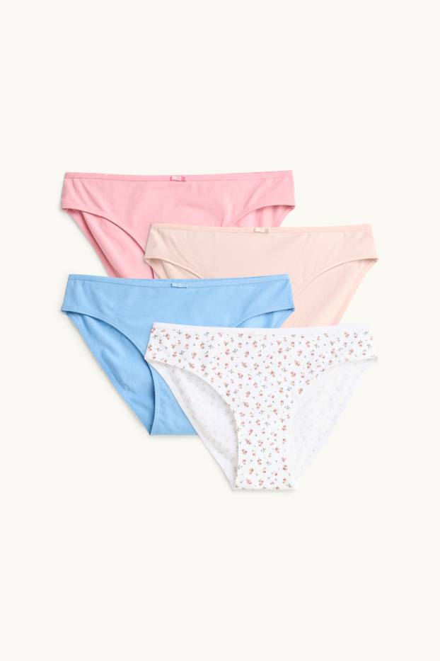 Dames - Set van 4 - slip - roze / blauw