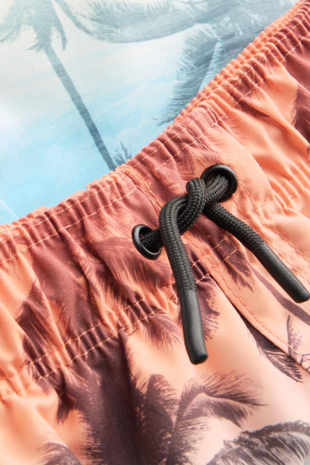 Copii - Băieți - Palmier - șort de baie - cu model - portocaliu / albastru