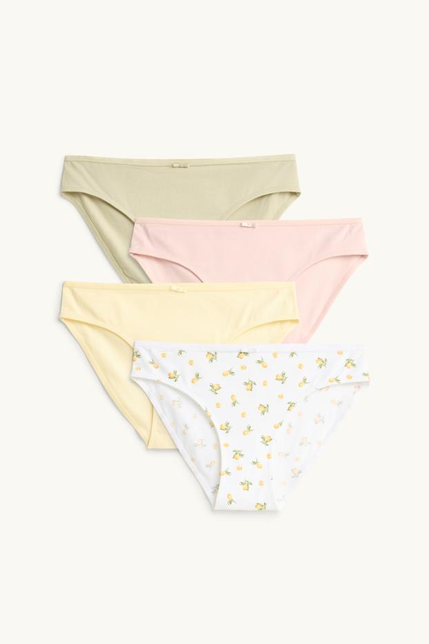 Femmes - Lot de 4 - culottes - blanc / jaune