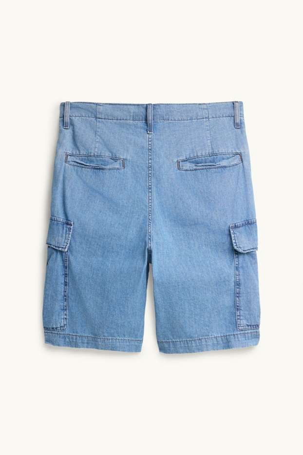 Herren - Jeans-Cargo-Shorts - Mid Waist - hellblau