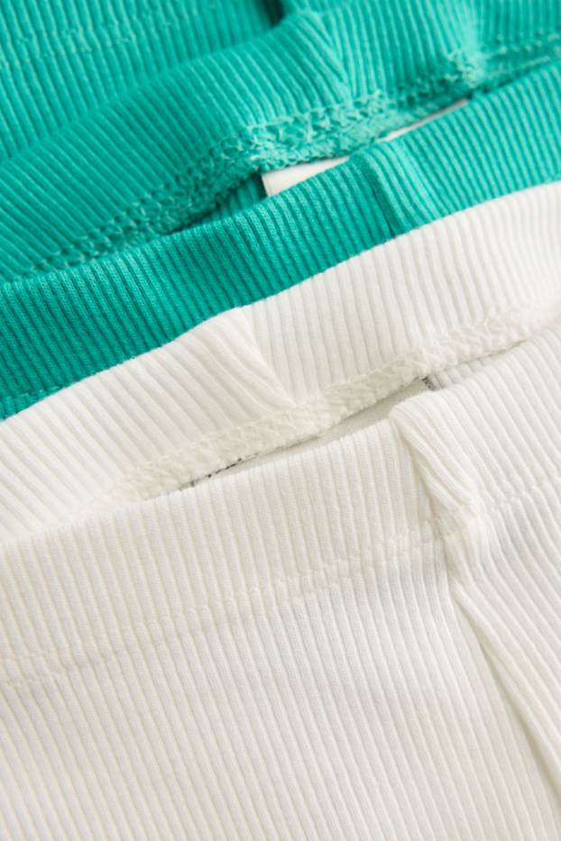 Kinder Mädchen - Multipack 2er - Radlerhose - gerippt - weiss / türkis