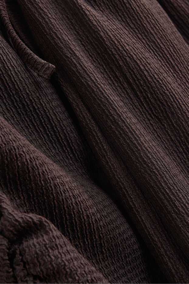 Enfants filles - Ensemble - haut et pantalon en jersey - 2 pièces - finition texturée - marron foncé