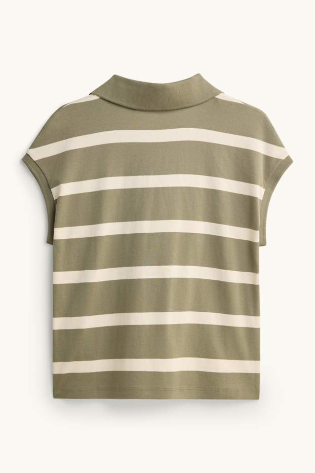 Dames - Poloshirt - regular fit - gestreept - lichtgroen