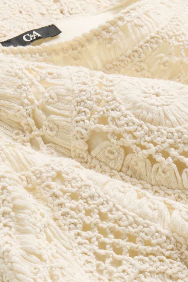 Mujer - Vestido de croché - con textura - beis