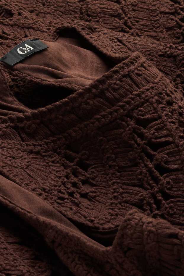 Mujer - Vestido de croché - con textura - marrón