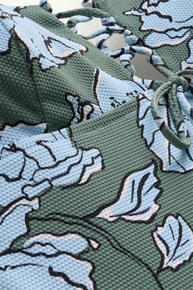 Women - Swimsuit - padded - LYCRA® - floral - textured - green