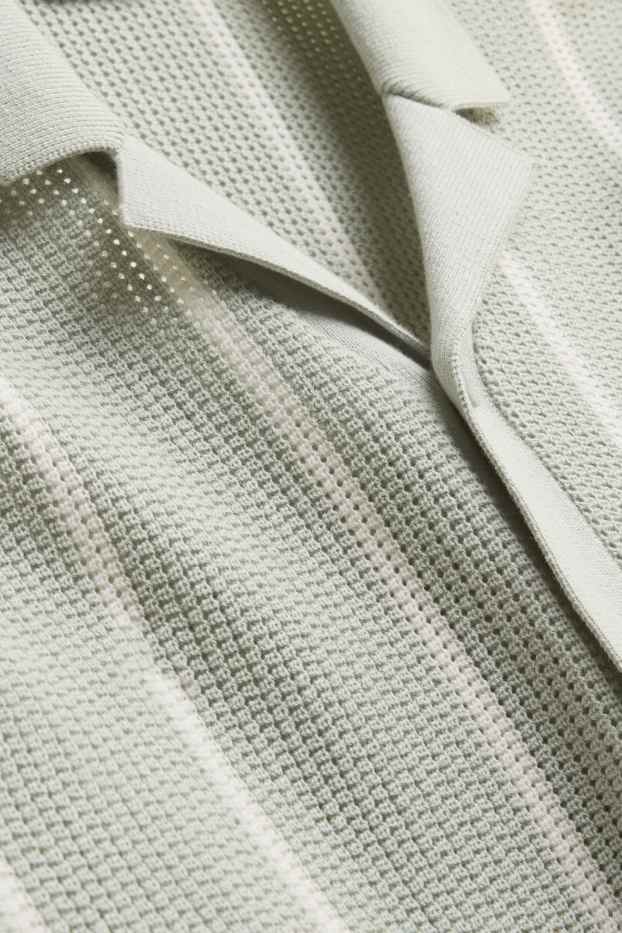 Herren - Strick-Hemd - Regular Fit - Reverskragen - gestreift - hellgrün