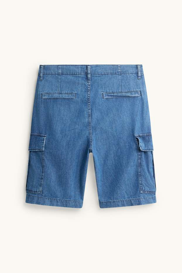 Herren - Jeans-Cargo-Shorts - Mid Waist - blau