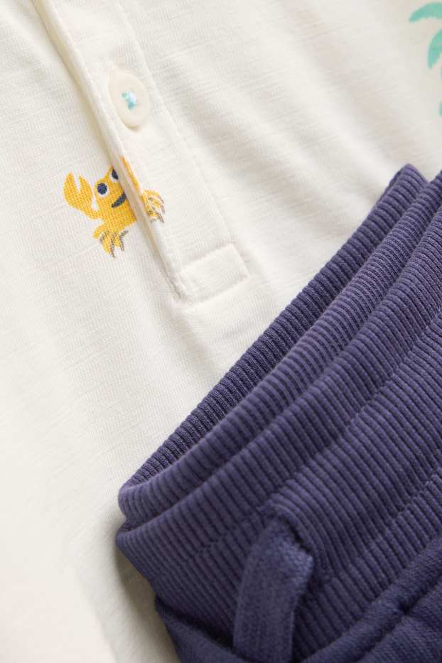 Kinderen: jongens - Vakantie - set - poloshirt en korte broek - 2-delig - blauw / wit