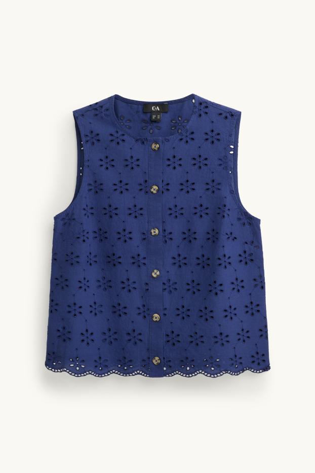 Dámské - Halenka - anglická krajka - tmavomodrá