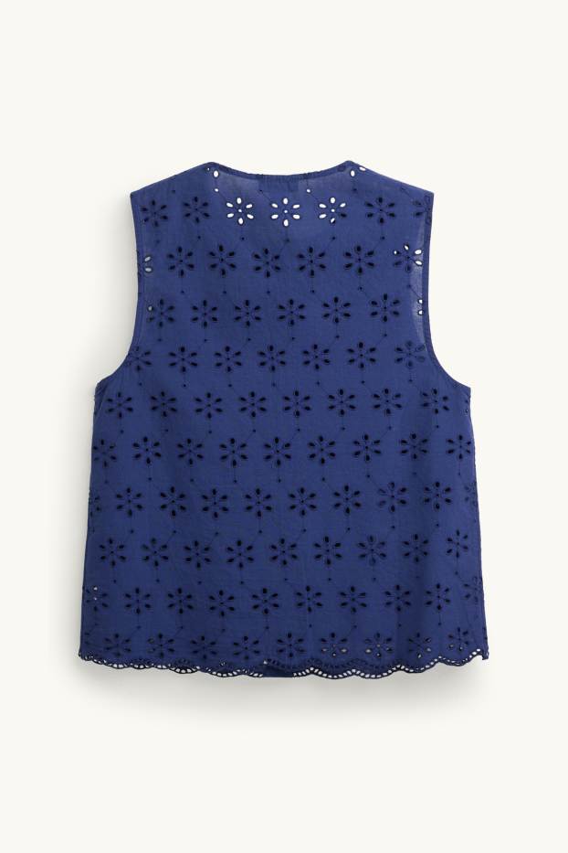 Dámské - Halenka - anglická krajka - tmavomodrá