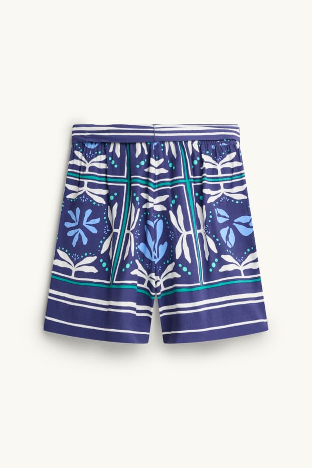 Dames - Short - high waist - met patroon - blauw