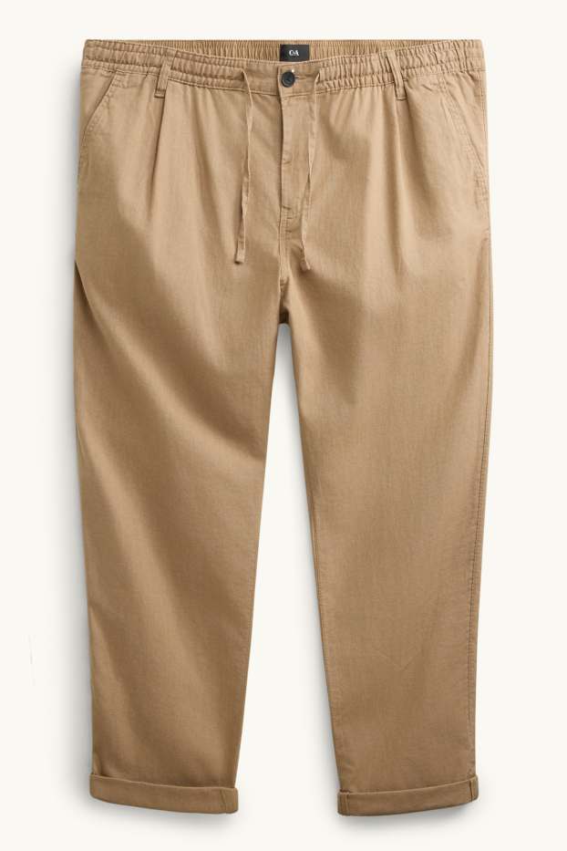 Hommes - Chino - tapered fit - lin mélangé - marron clair