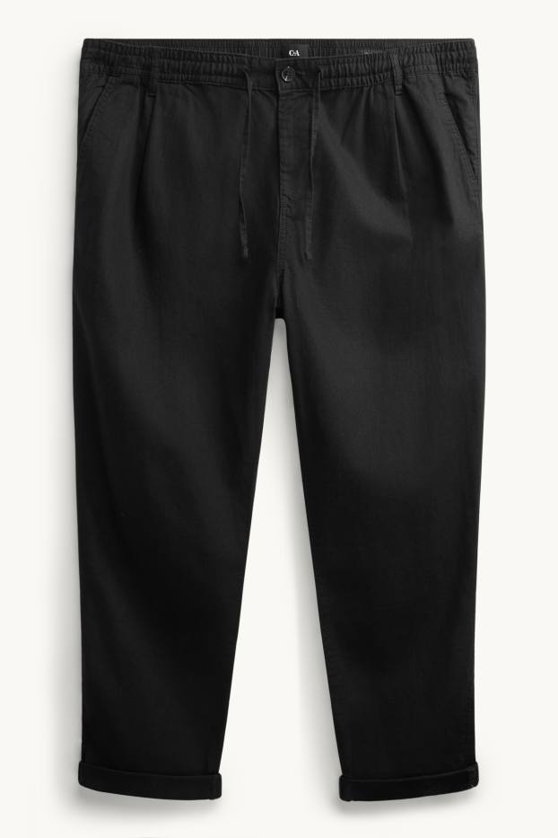Herren - Chino - Tapered Fit - Leinen-Mix - schwarz