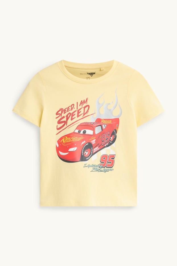 Children Boys - Cars - short sleeve T-shirt - yellow