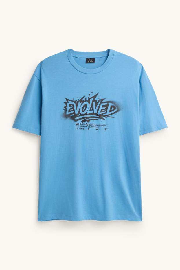 Heren - T-shirt - relaxed fit - blauw