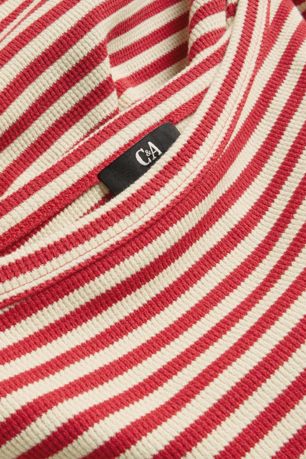 Damen - T-Shirt - gestreift - rot / cremeweiss