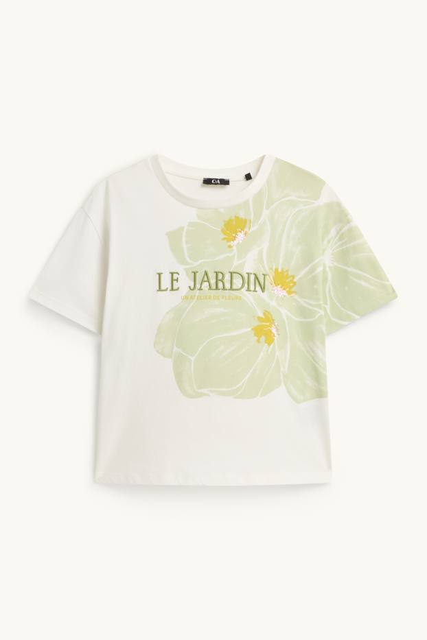 Femmes - T-shirt - regular fit - effet brillant - blanc