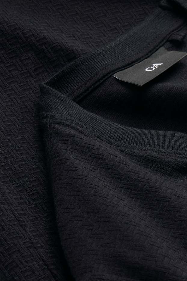 Herren - T-Shirt - Regular Fit - strukturiert - schwarz