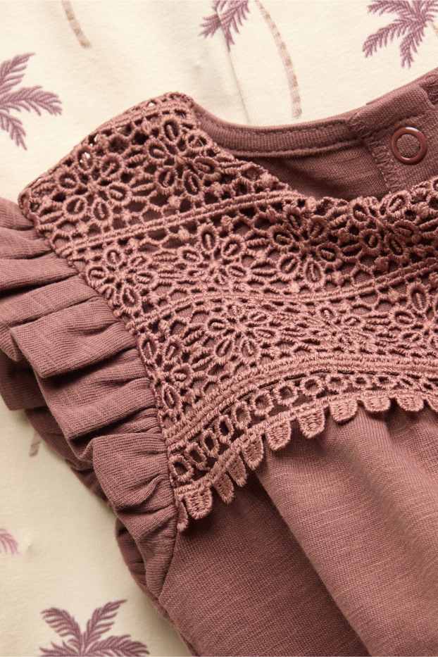 Bebeluși - fete - Palmieri - compleu bebeluși - 2 piese - bej / maro