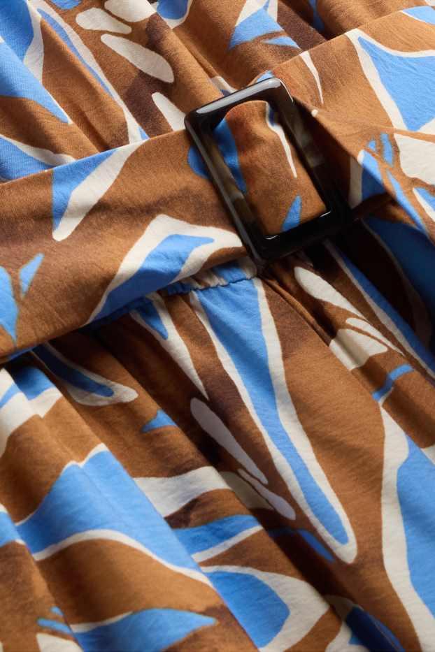 Mujer - Mono con cinturón - estampado - marrón / azul