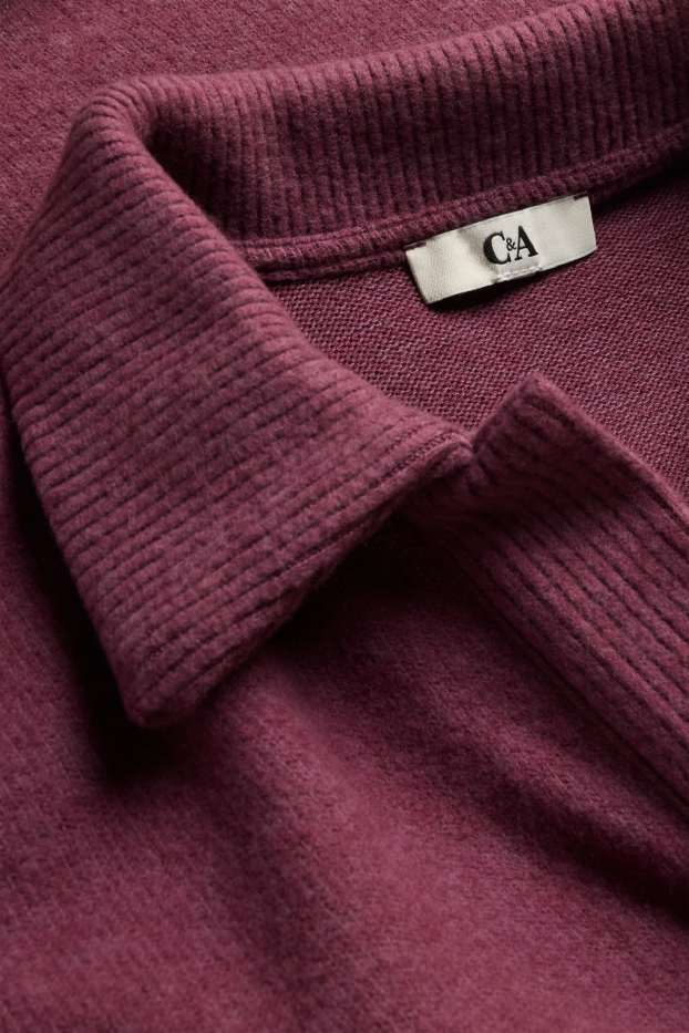Damen - Pullover - gerippt - bordeaux