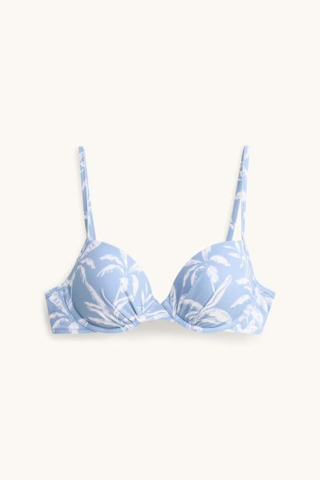 Women - Mini Me - women's bikini top with underwire - padded - patterned - light blue