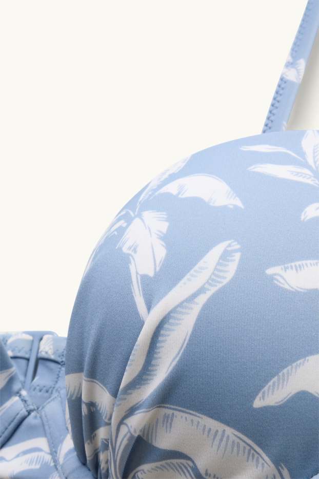 Women - Mini Me - women's bikini top with underwire - padded - patterned - light blue