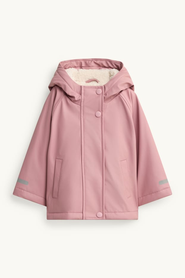 Baby Girls - Rain jacket with hood - lined - waterproof - rose
