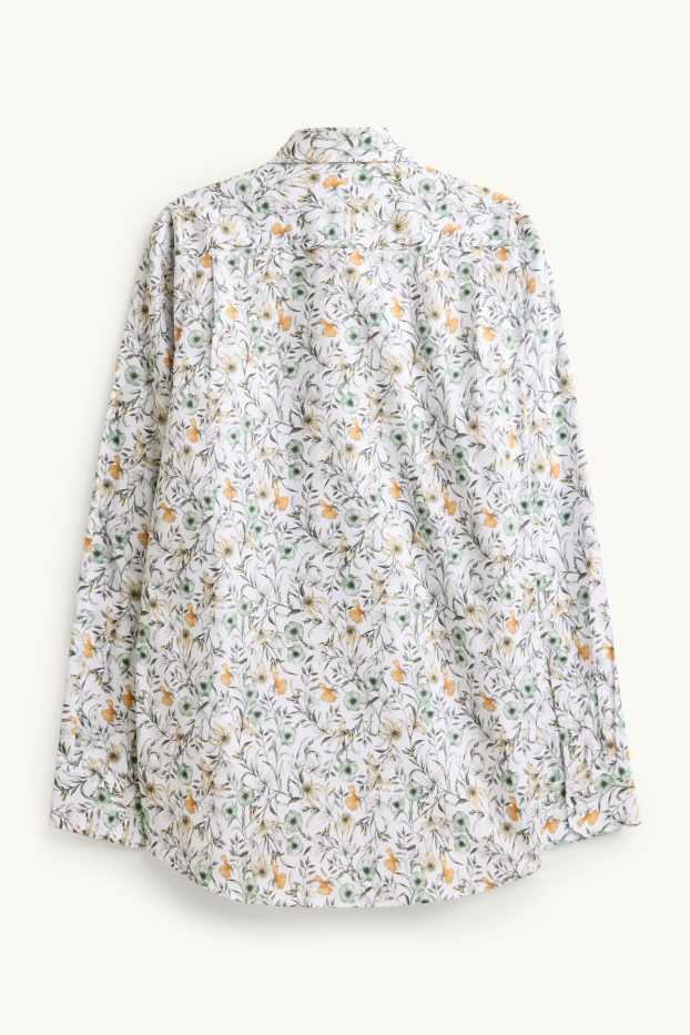 Herren - Hemd - Regular Fit - Kent - gemustert - weiss