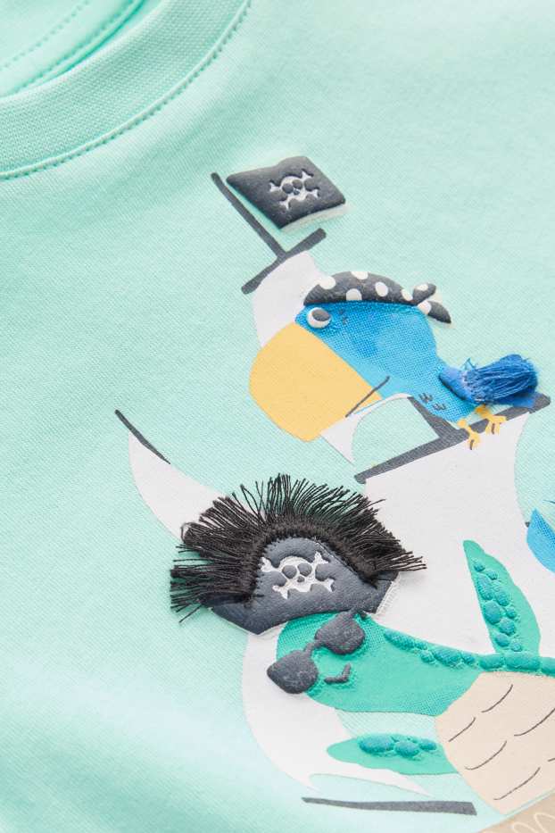 Kinder Jungen - Multipack 2er - Meerestiere - Kurzarmshirt - weiss / türkis