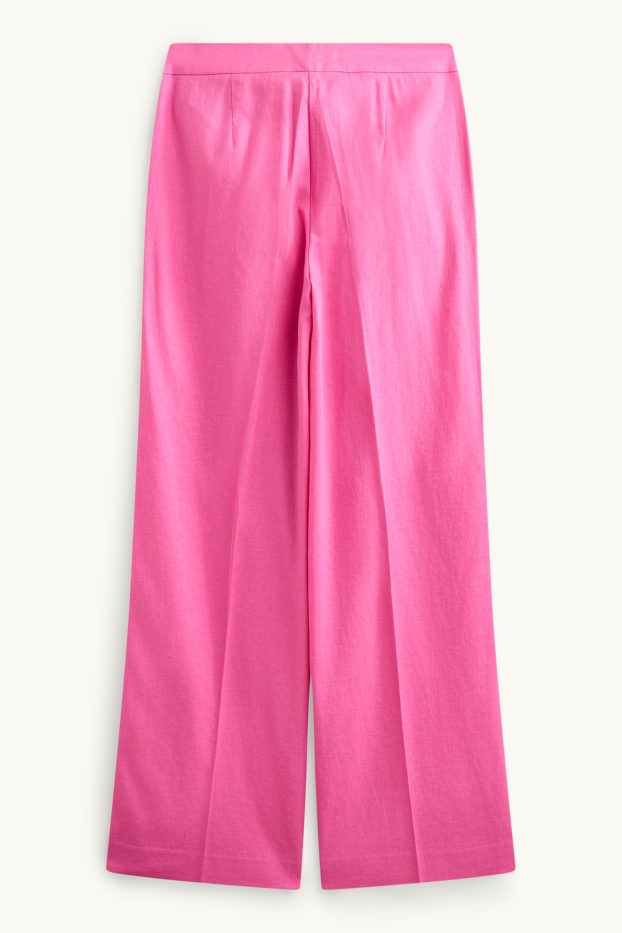 Women - Cloth trousers - high-rise waist - wide leg - linen blend - pink