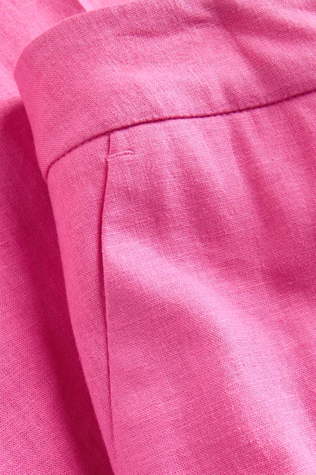 Women - Cloth trousers - high-rise waist - wide leg - linen blend - pink