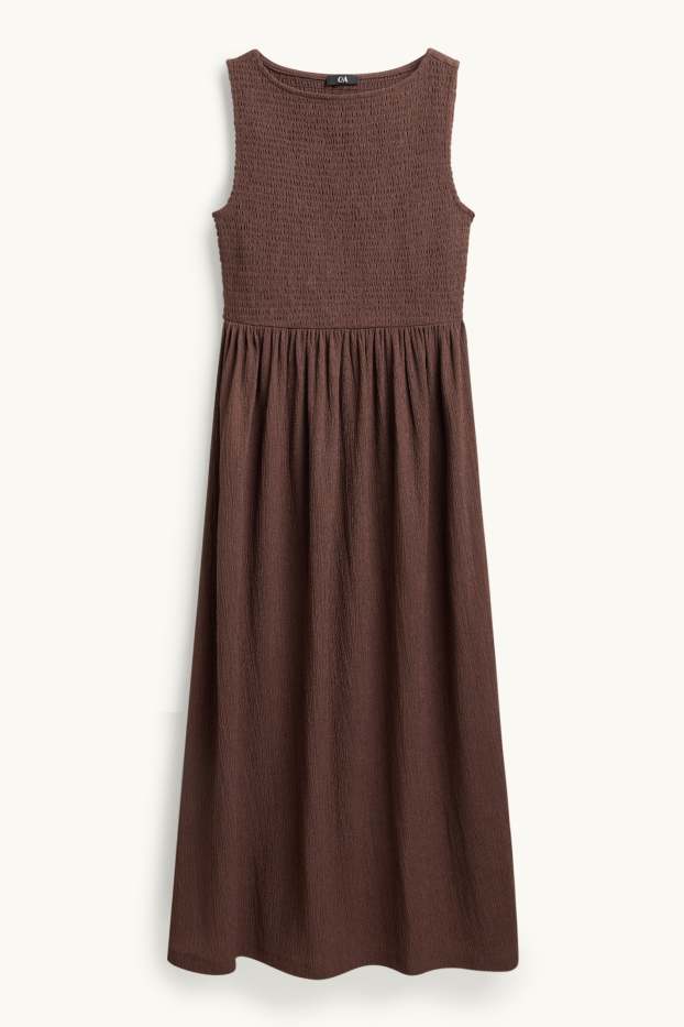 Dames - Fit & flare-jurk - met structuur - bruin