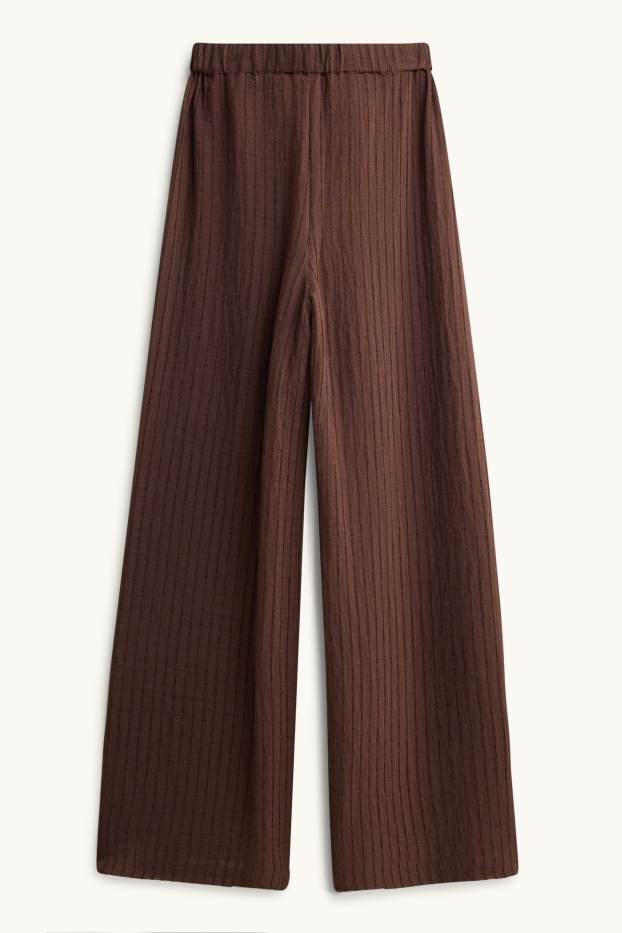 Damen - Stoffhose - High Waist - Palazzo - gestreift - braun