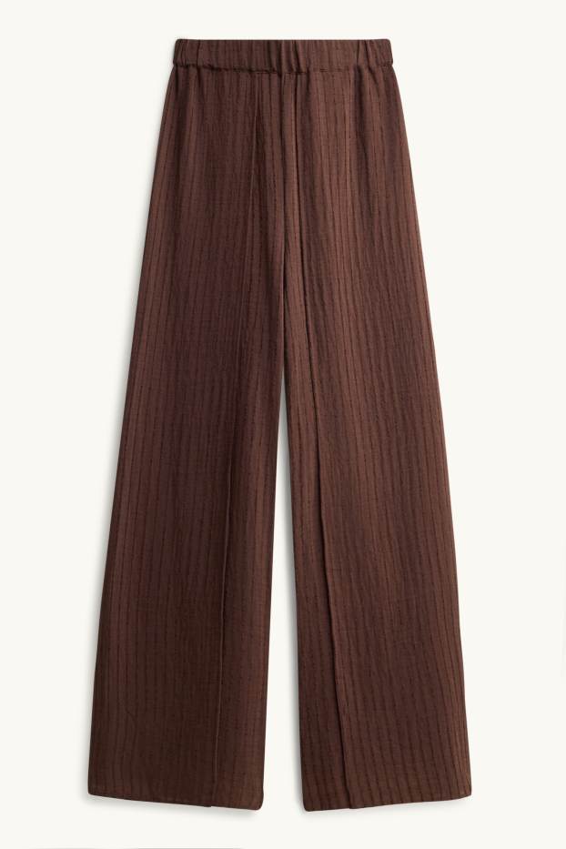 Damen - Stoffhose - High Waist - Palazzo - gestreift - braun