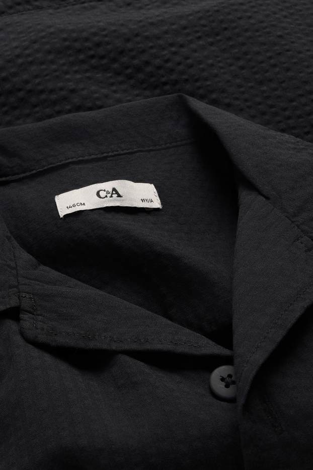 Kinder Jungen - Musselin-Hemd - schwarz