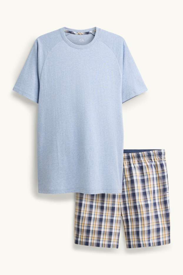 Heren - Shortama - blauw / wit