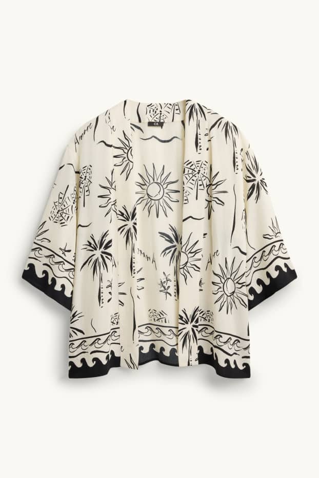 Donna - Kimono - fantasia - bianco crema