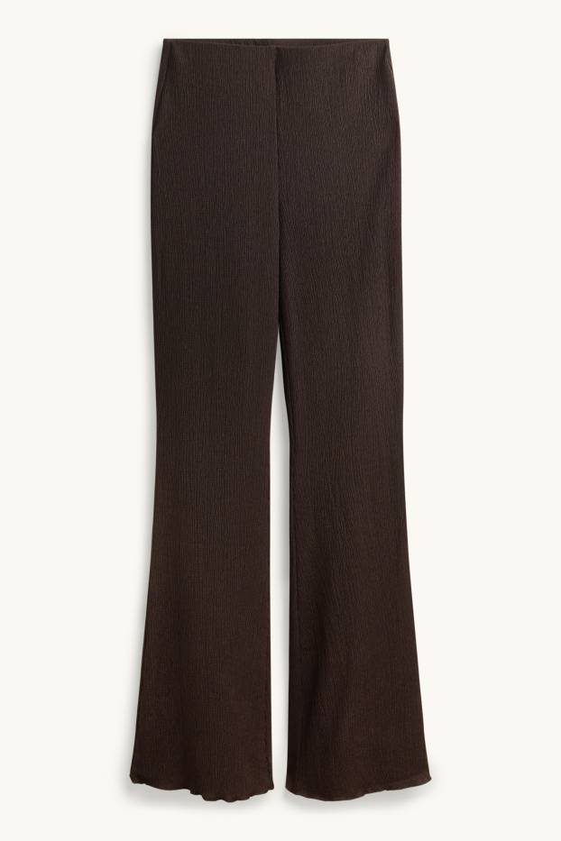 Damen - Flared Leggings - strukturiert - dunkelbraun