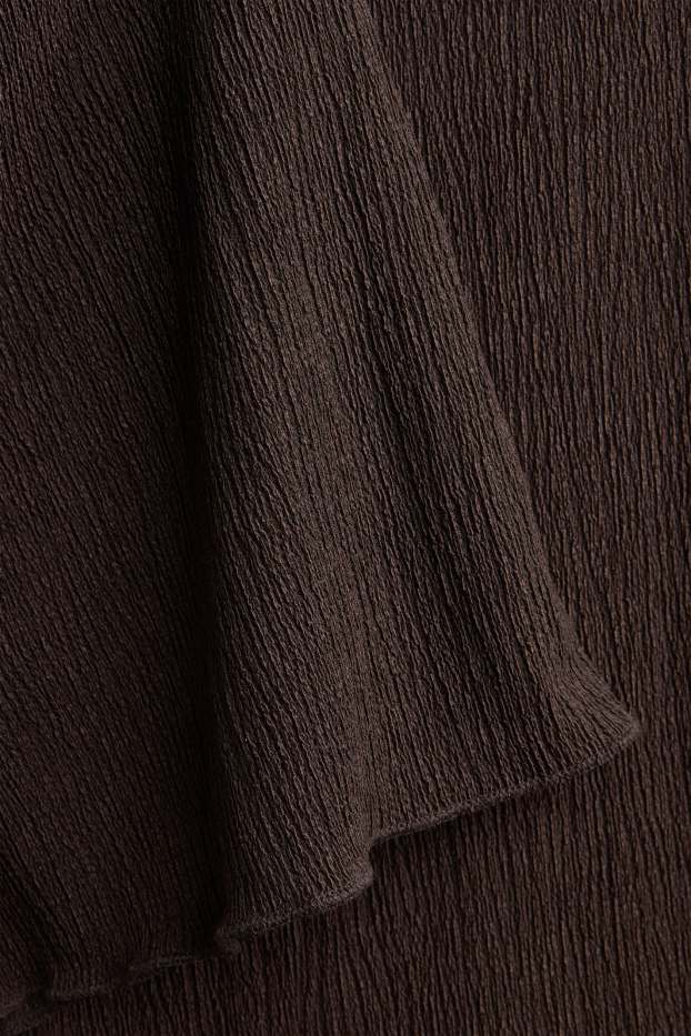 Damen - Flared Leggings - strukturiert - dunkelbraun