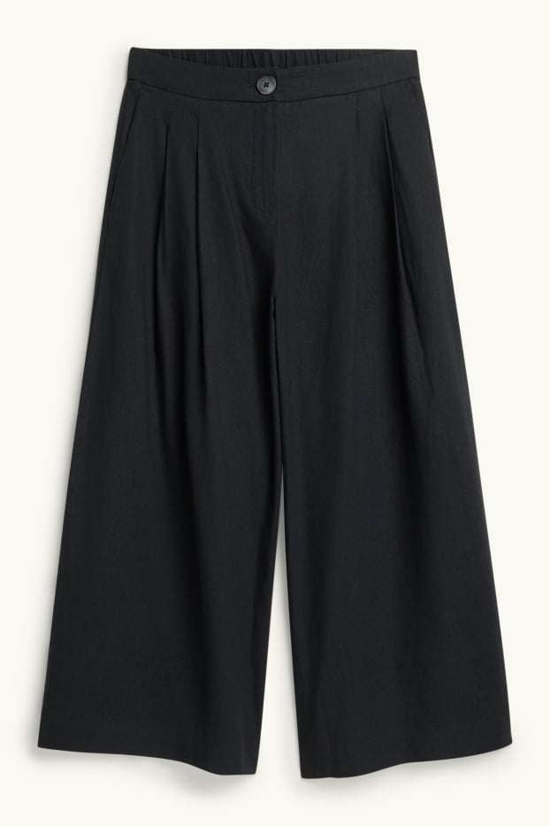 Damen - Culotte - Mid Waist - Wide Leg - schwarz