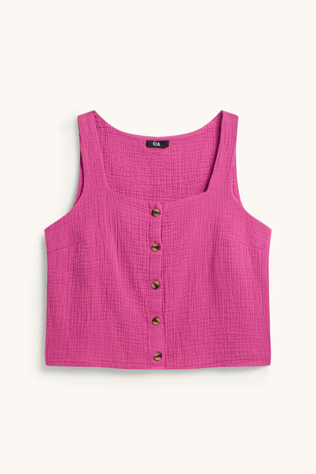 Dámské - Halenka bez rukávů - strukturovaná - růžová