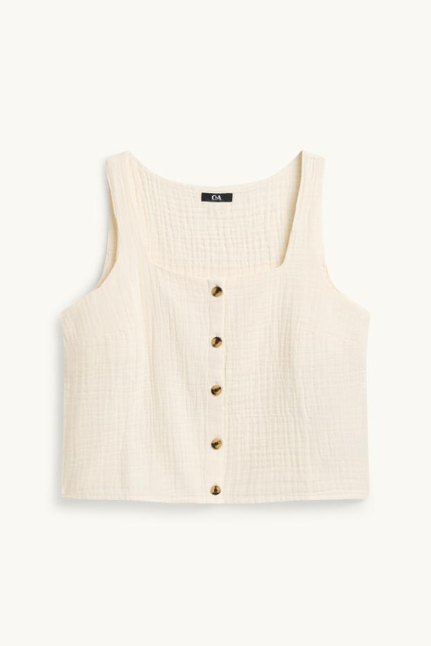 Dámské - Halenka bez rukávů - strukturovaná - bílá